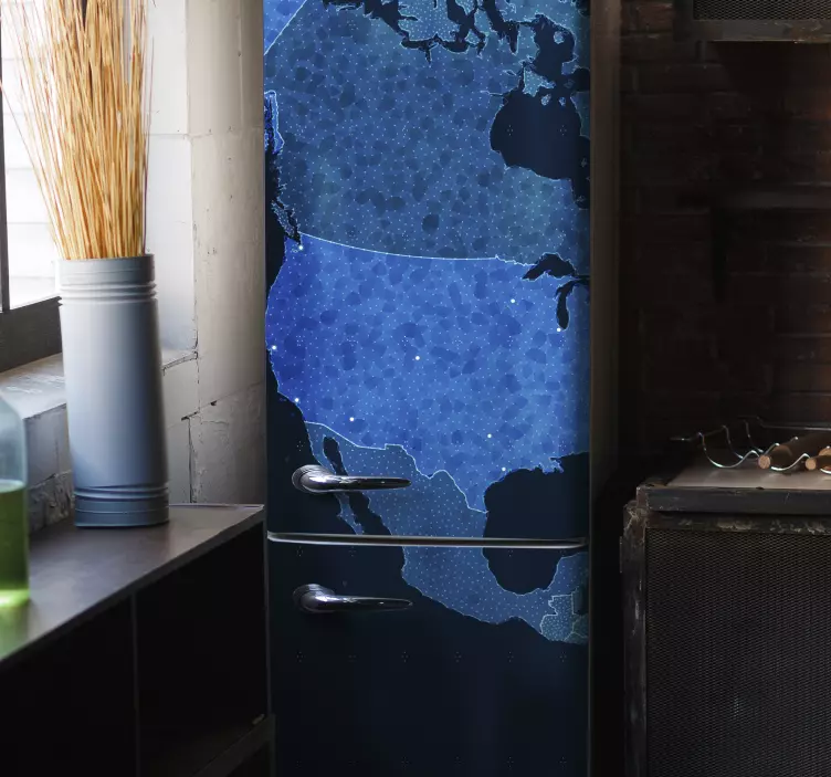 Blue USA map fridge sticker - TenStickers