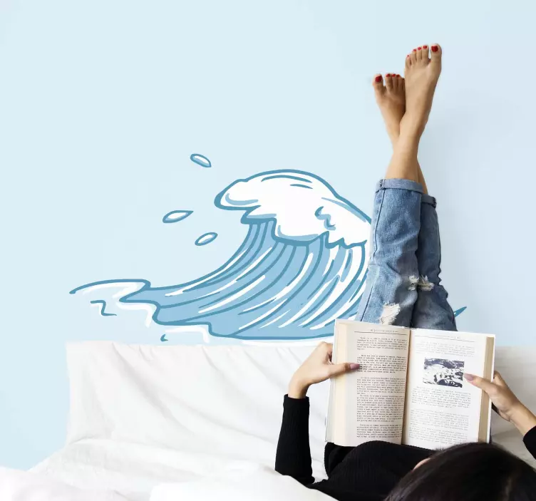 Blue wave hand drawn  sticker - TenStickers