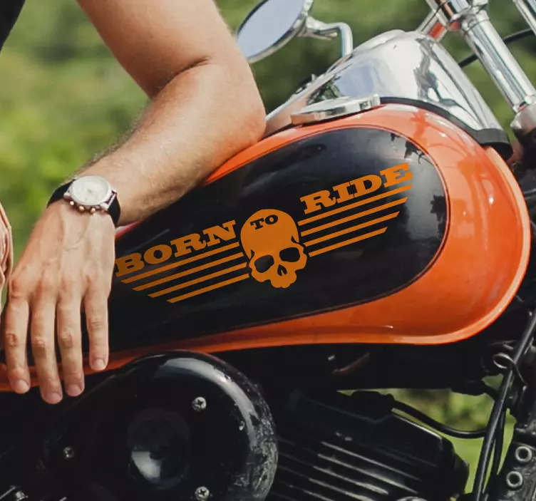 born to ride skull motorcycle decal - TenStickers