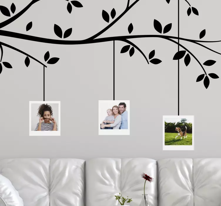 Branch with Hanging Frames location wall sticker - TenStickers