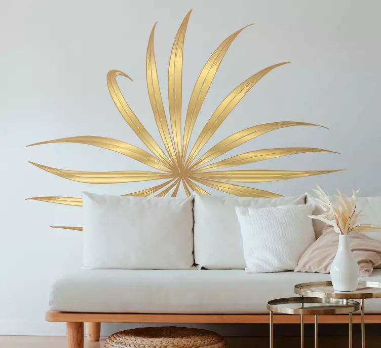 Branches of golden palm leaves decal for home - TenStickers
