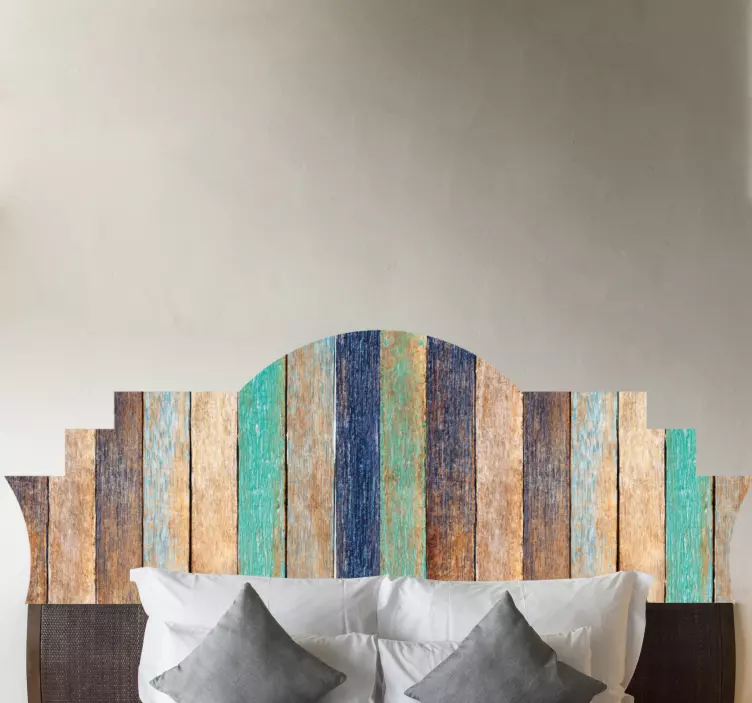 Brown wood planks pattern headboard sticker - TenStickers