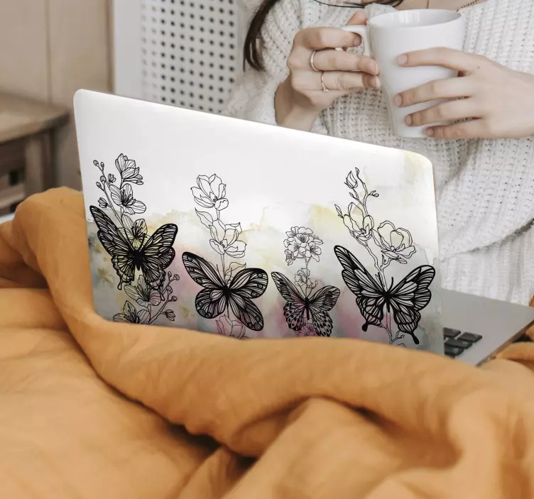 Butterfly art laptop skins decal - TenStickers
