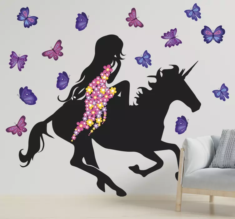 Butterfly woman on horse people sticker - TenStickers