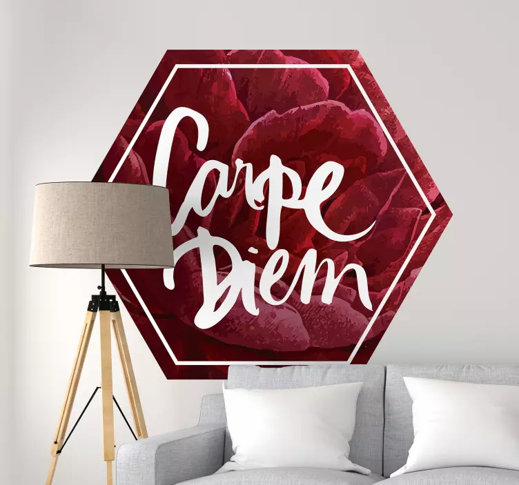 Carpe Diem Flower Design wall quote decal - TenStickers