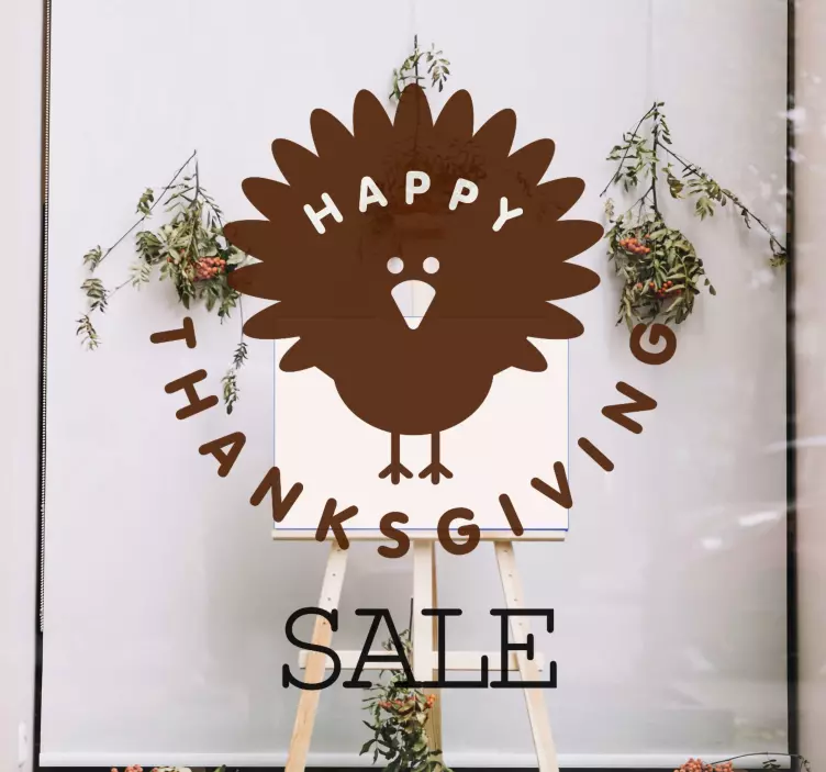 Cartoon turkey thanksgiving sale window sticker - TenStickers