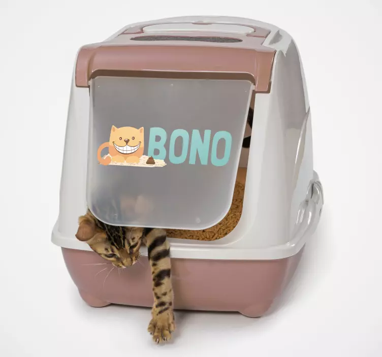 Cat litter box name wall sticker - TenStickers