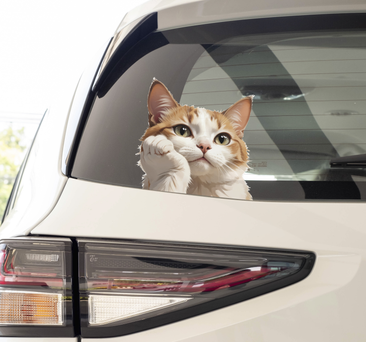 Funny cat thinking car decal - TenStickers