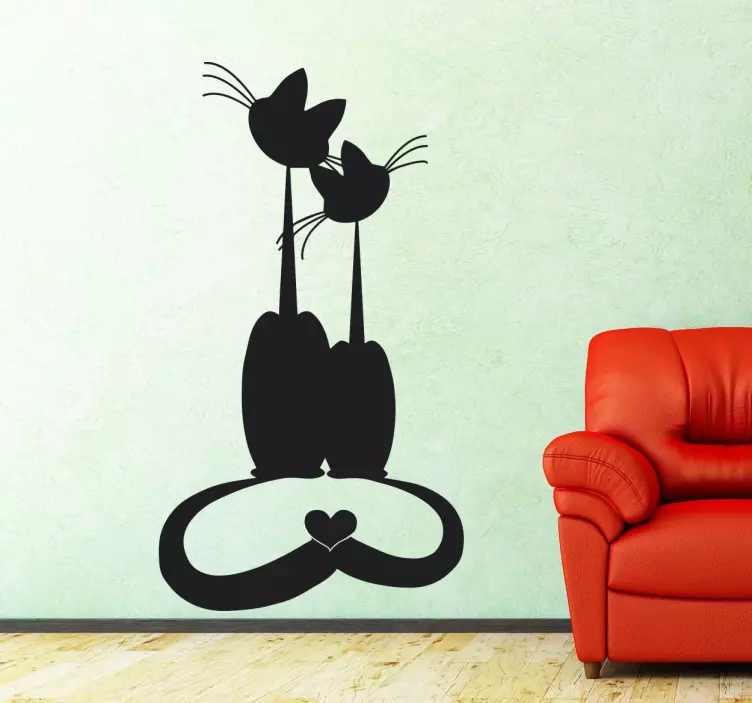 Cats in Love Wall Sticker - TenStickers