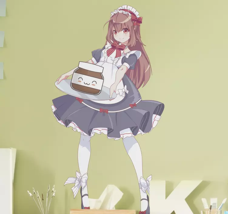 Character sticker cute maid serving - TenStickers