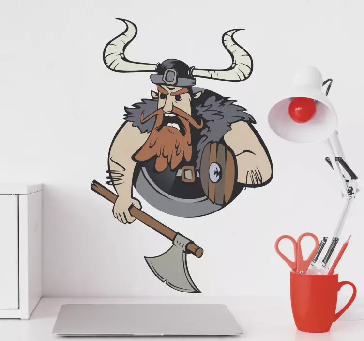 Character sticker fierce viking warrior - TenStickers