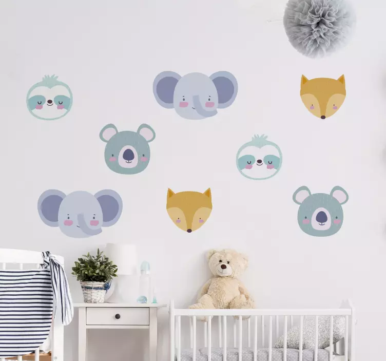 Charming Creature Faces wall stickers for kids - TenStickers