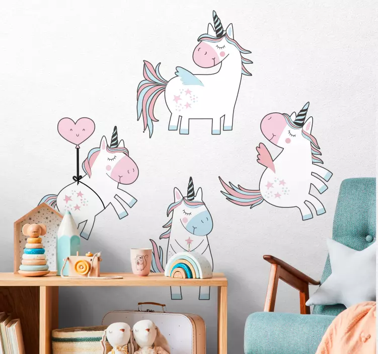 Charming Unicorn Figures wall stickers for kids - TenStickers