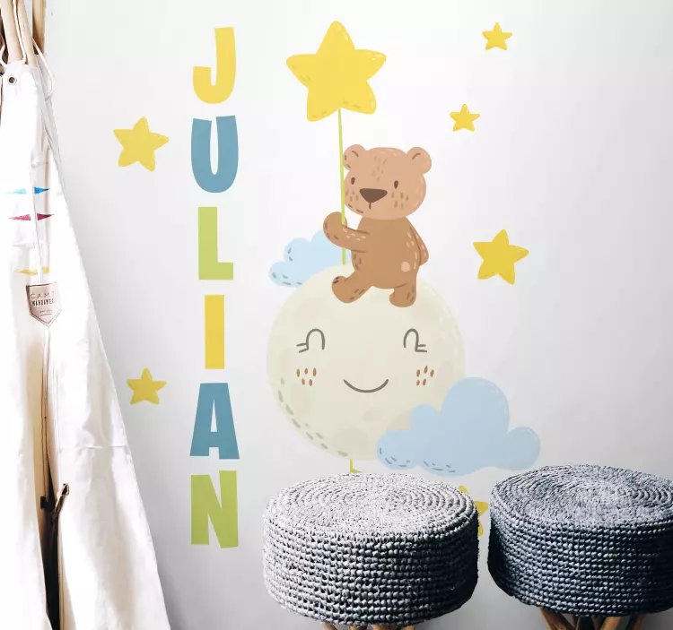 Custom bear balloon wall stickers for kids - TenStickers