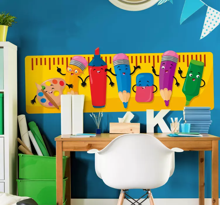 Cheerful Stationery Characters wall stickers for kids - TenStickers