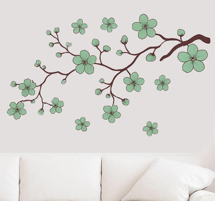 Cherry branches design wall decal for living room - TenStickers