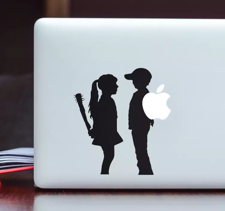 Childhood Silhouette Interaction laptop sticker - TenStickers