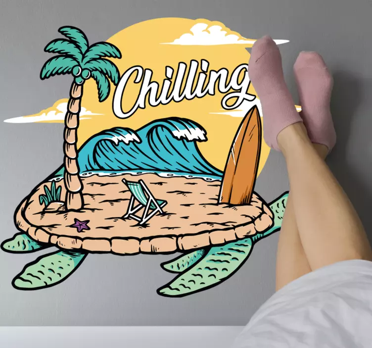 Chilling with a wave in the back vintage decal - TenStickers