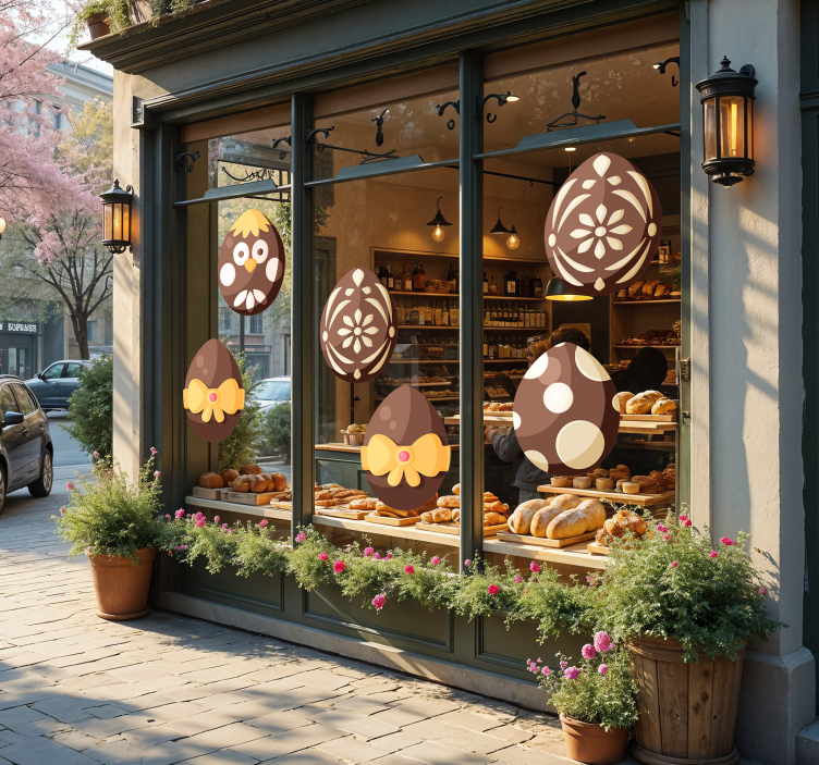 Chocolate easter eggs window decal for business - TenStickers