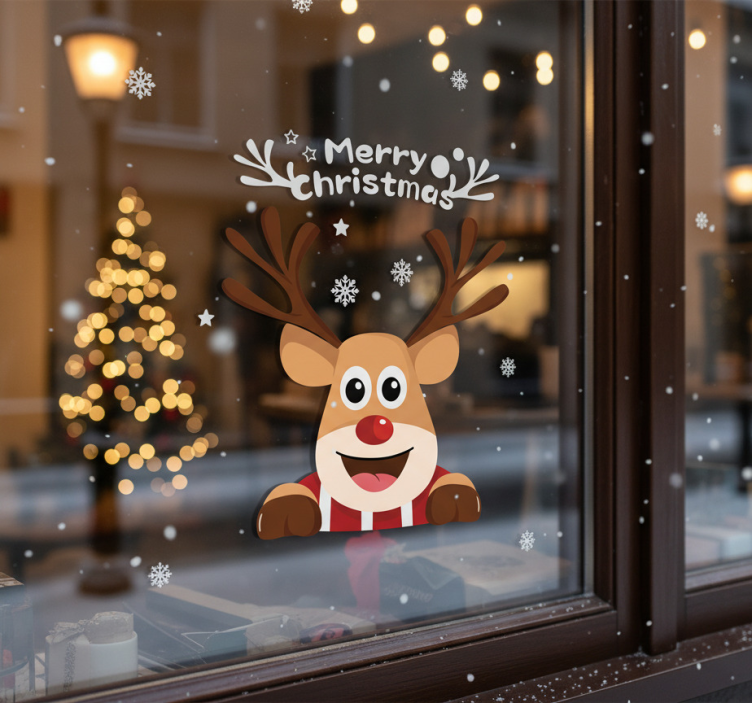 Christmas sticker christmas reindeer decor - TenStickers