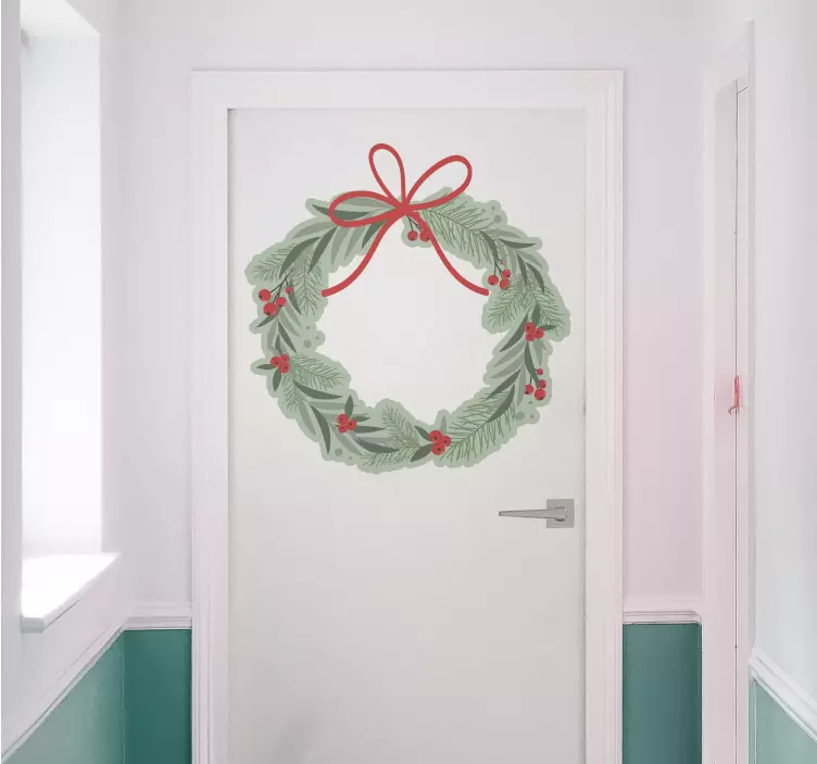 Wreath in flat design Christmas decal - TenStickers
