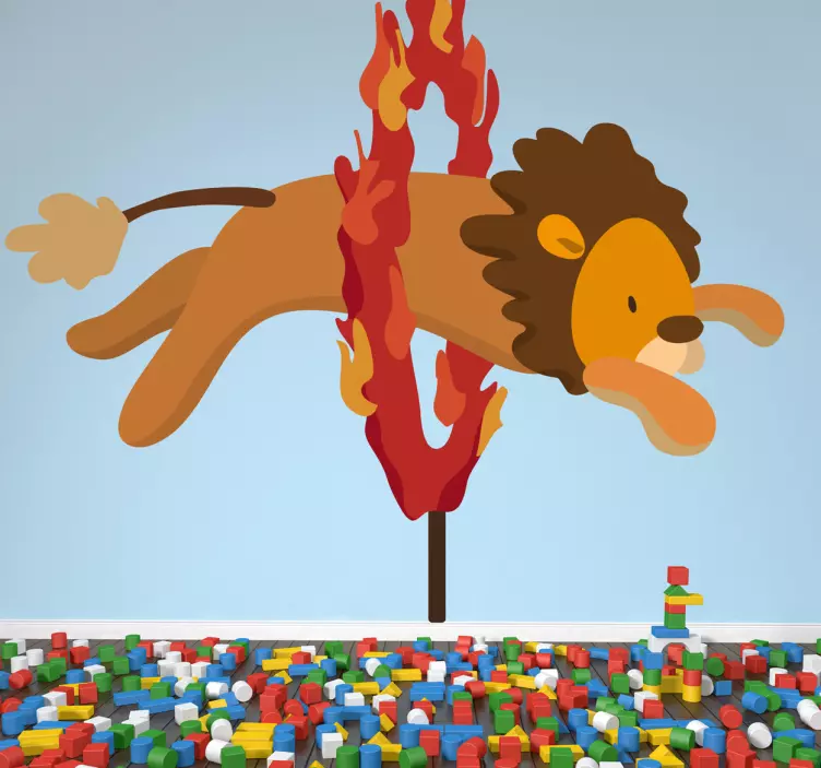 Circus Fire Lion Wall Sticker - TenStickers