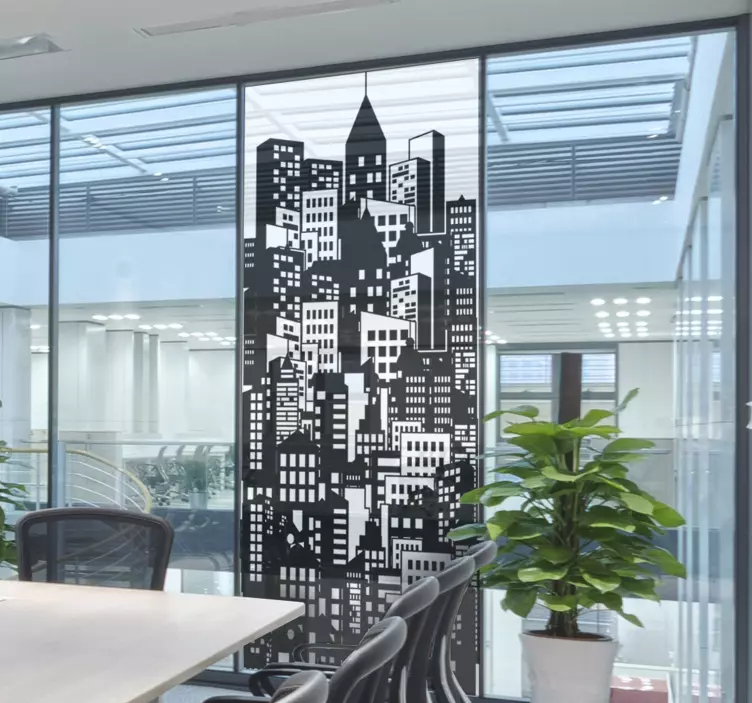 City building skyline window sticker - TenStickers