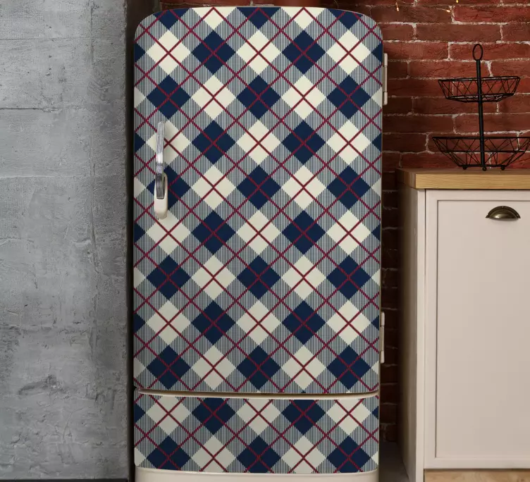 Classic scotland check pattern fridge decal - TenStickers