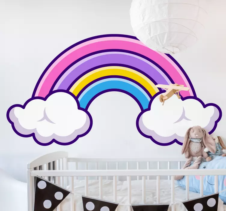 Cloud cartoon rainbow tilted sticker - TenStickers