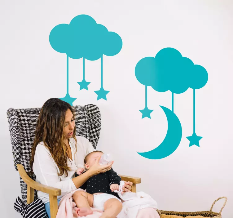 Clouds stars and moon wall decal - TenStickers