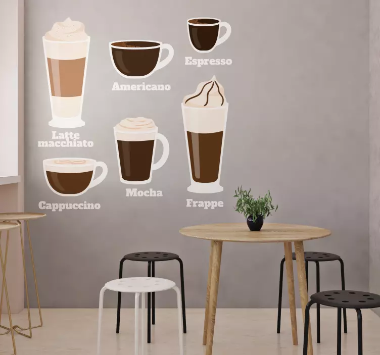 Coffee Beverage Illustrations cuisine wall sticker - TenStickers
