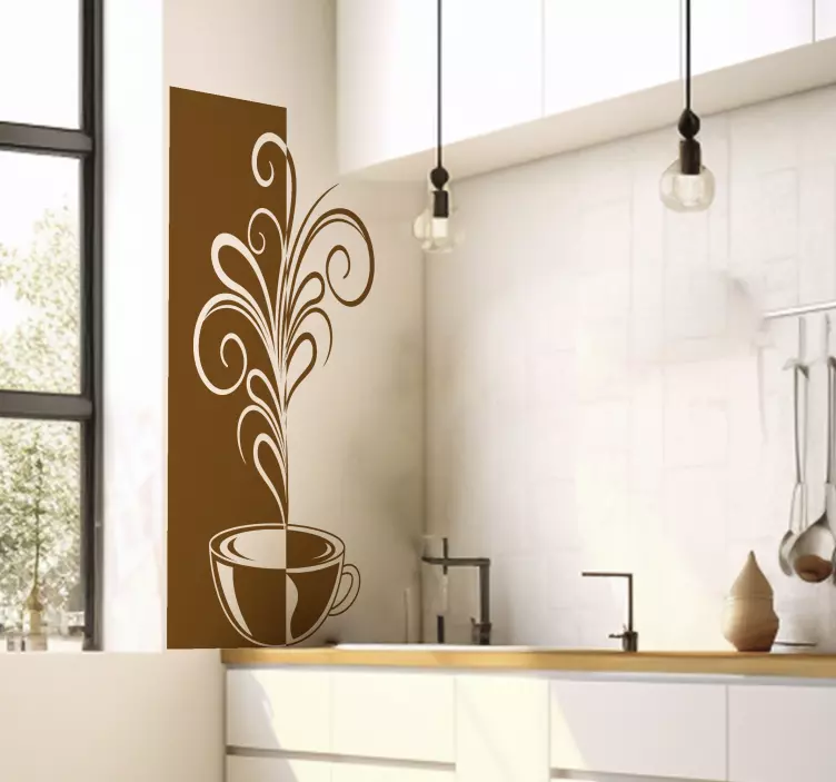 Coffee decorative lines kitchen wall sticker - TenStickers