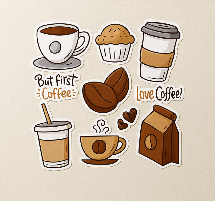 Coffee lovers cluster restaurant sticker - TenStickers