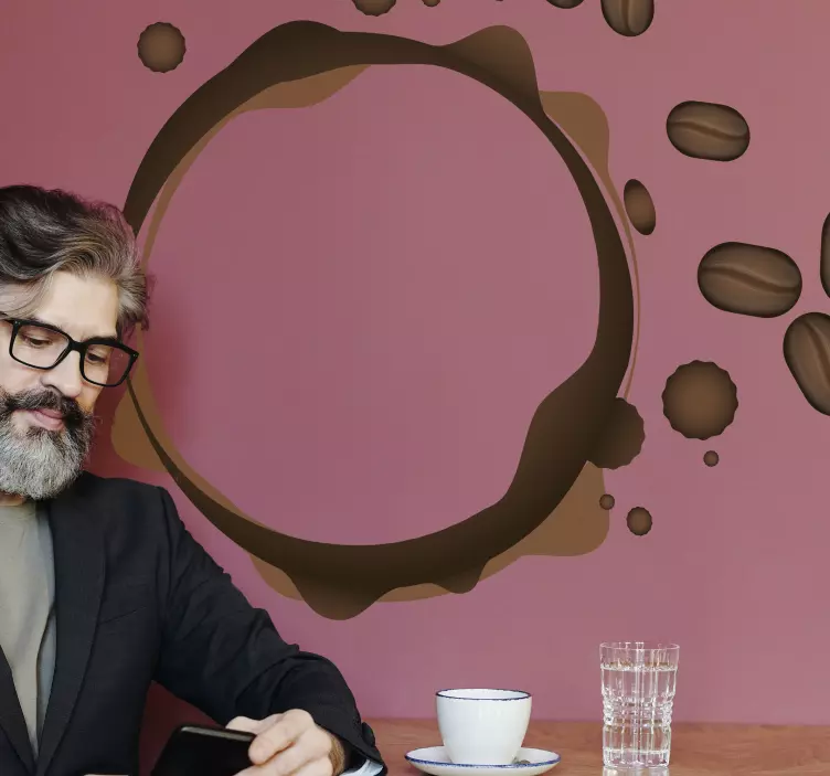 coffee splash round shape drink sticker - TenStickers