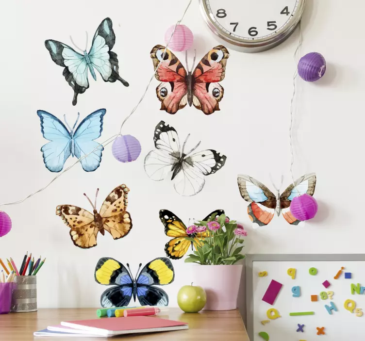 Pack of colorful butterfly wall sticker - TenStickers