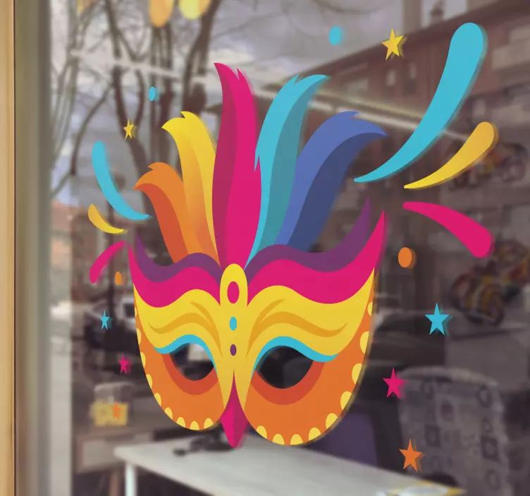 Colored carnival mask shop window sticker - TenStickers