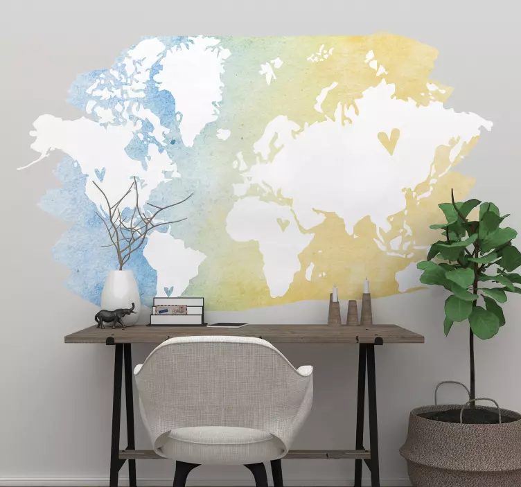 Colored World Map location wall sticker - TenStickers