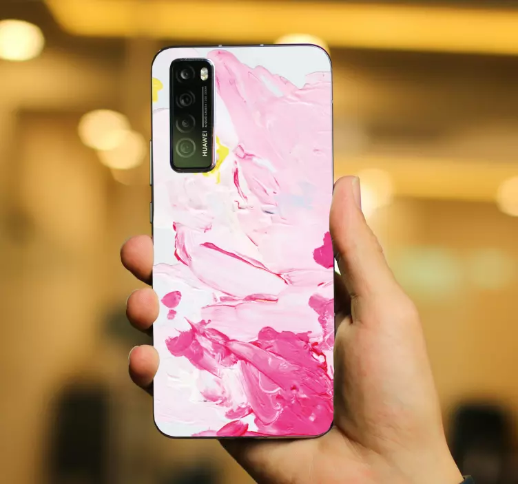Pink marble swirl huawei sticker - TenStickers