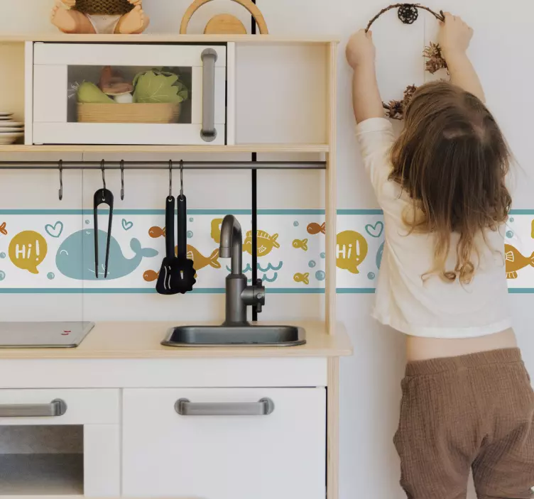 Colorful and happy ocean wall border sticker - TenStickers