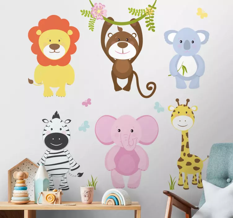 Colorful baby animals wall decal - TenStickers