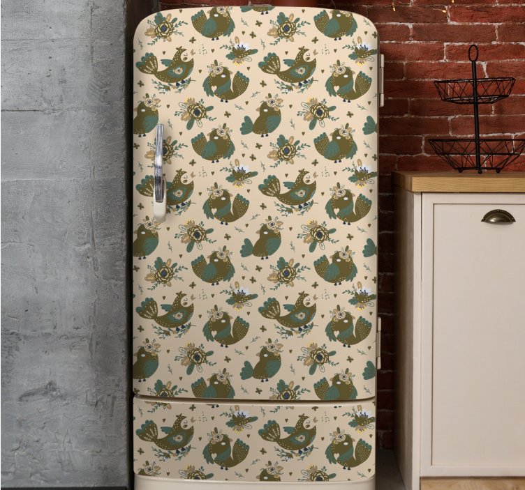 Colorful Bird Patterns refrigerator vinyl wrap - TenStickers
