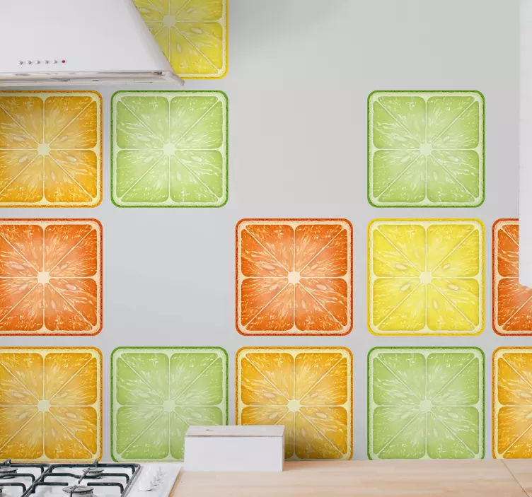 Colorful citrus tile vinyl sticker - TenStickers