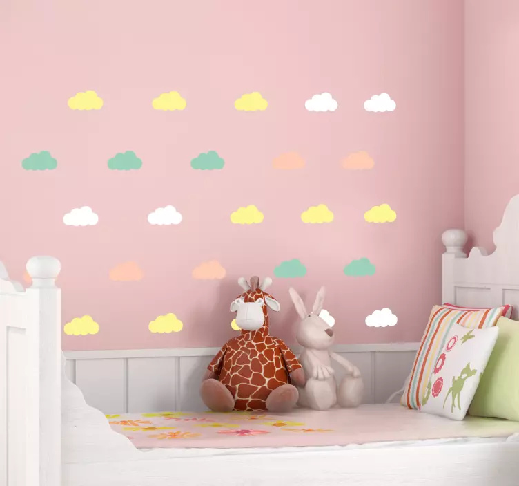Pastel cloud patterns wall stickers for kids - TenStickers
