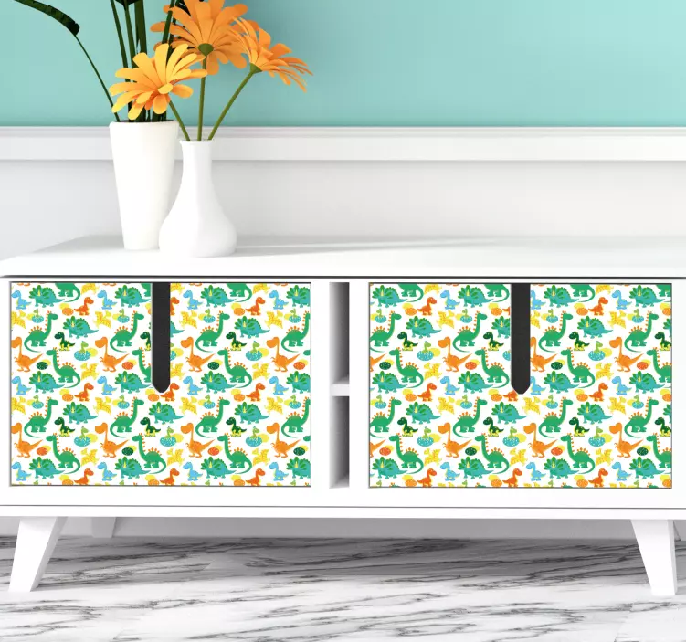 Colorful Dino Patterns wall decal - TenStickers