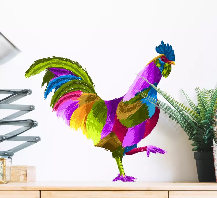 Colorful fantasy rooster bird wall sticker - TenStickers