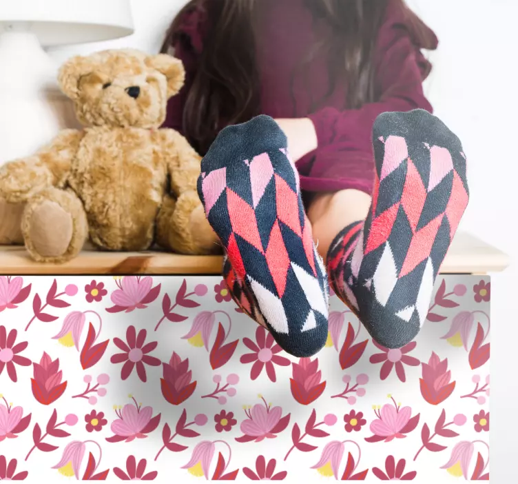 Pink floral pattern furniture sticker - TenStickers