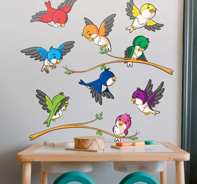 Colorful flying design bird wall decal - TenStickers