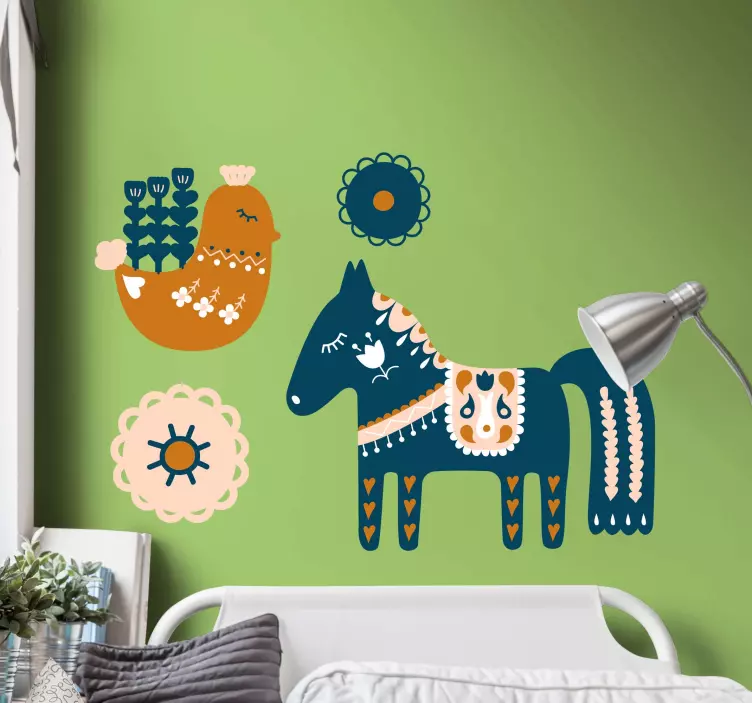 Colorful Folk Animal wall sticker - TenStickers