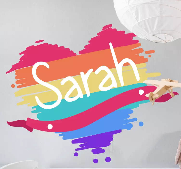Colorful heart location wall sticker - TenStickers