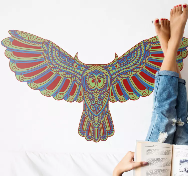 Colorful majestic owl animal wall decal - TenStickers